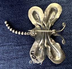 Native American Dragonfly Pin Silver Spiney Oyster Cabochon