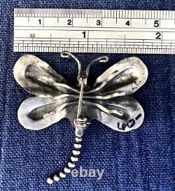 Native American Dragonfly Pin Silver Spiney Oyster Cabochon