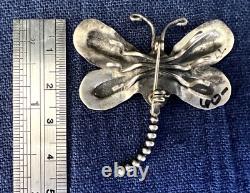 Native American Dragonfly Pin Silver Spiney Oyster Cabochon