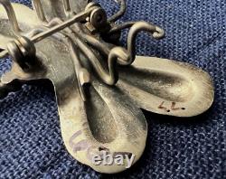 Native American Dragonfly Pin Silver Spiney Oyster Cabochon