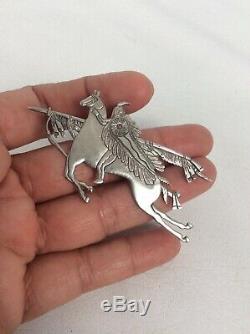 Native American Frank Salcido S. F. P Sterling Silver Riding Horse Pin Brooch 2