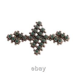Native American Fred Harvey Era Sterling Turquoise Geometric Pin / Brooch
