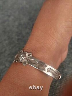 Native American Fred Harvey Era sterling silver Stamp cuff bracelet