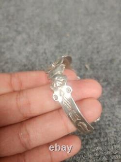 Native American Fred Harvey Era sterling silver Stamp cuff bracelet