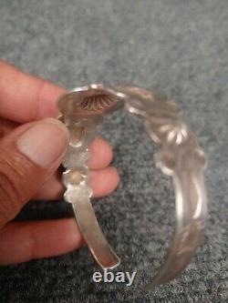 Native American Fred Harvey Era sterling silver Stamp cuff bracelet