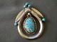 Native American Gem Grade Web Turquoise Sterlin Silver Pendant Pin / Dangle 2.4