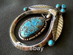 Native American Gem Grade Web Turquoise Sterlin Silver Pendant Pin / Dangle 2.4