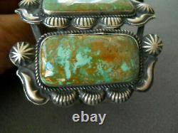 Native American Green Blue Turquoise Sterling Silver Bracelet Pin & Ring Set