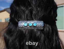 Native American Hair Pin 3 Stone Turquoise Curve Barrette Clip Accessory Jewelry