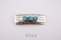 Native American Hair Pin 3 Stone Turquoise Curve Barrette Clip Accessory Jewelry