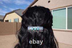 Native American Hair Pin 3 Stone Turquoise Curve Barrette Clip Accessory Jewelry