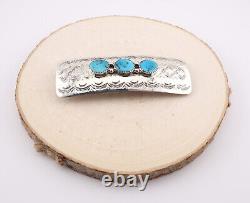 Native American Hair Pin 3 Stone Turquoise Curve Barrette Clip Accessory Jewelry