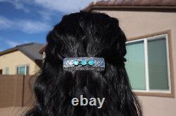 Native American Hair Pin 3 Stone Turquoise Curve Barrette Clip Accessory Jewelry