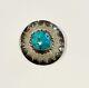 Native American Hand Made Sterling Silver And Turquoise Brooch / Pin