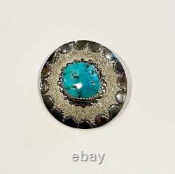 Native American Hand Made Sterling Silver and Turquoise Brooch / Pin