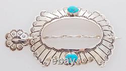 Native American Handmade Sterling Silver with Turquoise Hair Pin