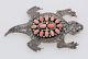 Native American Handmade Sterling With Pink Coral Horned Toad Pin/pendant