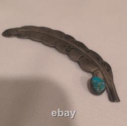 Native American Handmade Turquoise & slvr Necklace Bracelet Brooch Feather Pin