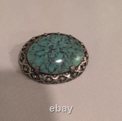 Native American Handmade Turquoise & slvr Necklace Bracelet Brooch Feather Pin