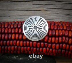 Native American, Hopi Overlay, Man in the Maze Sterling Silver Pin Pendant