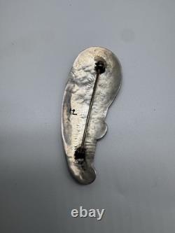 Native American Hopi Sterling Overlay Parrot/bird Pin Stamped