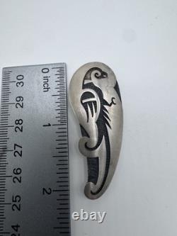 Native American Hopi Sterling Overlay Parrot/bird Pin Stamped
