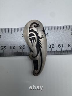 Native American Hopi Sterling Overlay Parrot/bird Pin Stamped