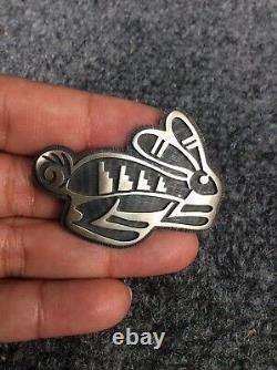 Native American Hopi signed sterling silver 925 rabbit pin brooch