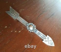 Native American IH Coin Silver Repousse Large Arrow Brooch/ Pin