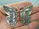 Native American Indian Coral Sterling Silver Tufa Cast Butterfly Pendant Or Pin