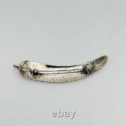 Native American Indian Handmade Feather Brooch Pin SIGNED NC MARKED 925