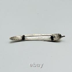 Native American Indian Handmade Feather Brooch Pin SIGNED NC MARKED 925