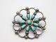 Native American Indian Sterling Silver Turquoise Stone Petit Point Pin Brooch