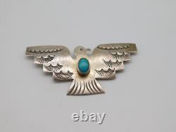 Native American Indian Sterling Silver Turquoise Stone Tribal Thunderbird Pin