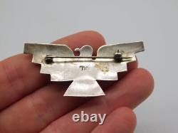 Native American Indian Sterling Silver Turquoise Stone Tribal Thunderbird Pin