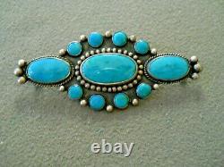 Native American Indian Turquoise Cluster Sterling Silver Pin Brooch