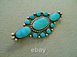 Native American Indian Turquoise Cluster Sterling Silver Pin Brooch