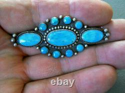 Native American Indian Turquoise Cluster Sterling Silver Pin Brooch