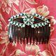 Native American Indian Sterling Silver Turquoise Hair Comb Pin Wedding