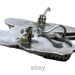 Native American Inlay Gemstones Zuni Butterfly Pin Brooch Pendant Signed Silver