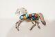 Native American Inlay Horse Pin Or Pendant, Large, Sterling Silver, New
