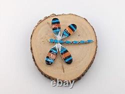 Native American Jewelry Dragonfly Inlay Pendant Brooch Pin Zuni Handmade