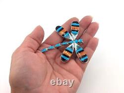 Native American Jewelry Dragonfly Inlay Pendant Brooch Pin Zuni Handmade