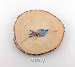 Native American Jewelry Hummingbird Inlay Pendant Brooch Pin Zuni Handmade