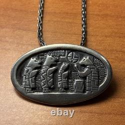 Native American Kewa Sterling Silver Pendant/Pin By Roderick & Marilyn Tenorio