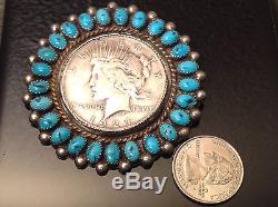 Native American LIBERTY DOLLAR Turquoise BROOCH