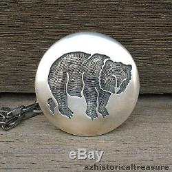 Native American Mission/hopi Sterling Silver Bear Pin Pendant Preston Monongye