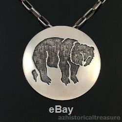 Native American Mission/hopi Sterling Silver Bear Pin Pendant Preston Monongye