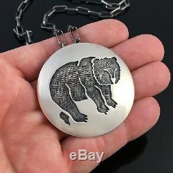 Native American Mission/hopi Sterling Silver Bear Pin Pendant Preston Monongye