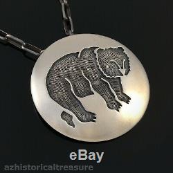 Native American Mission/hopi Sterling Silver Bear Pin Pendant Preston Monongye